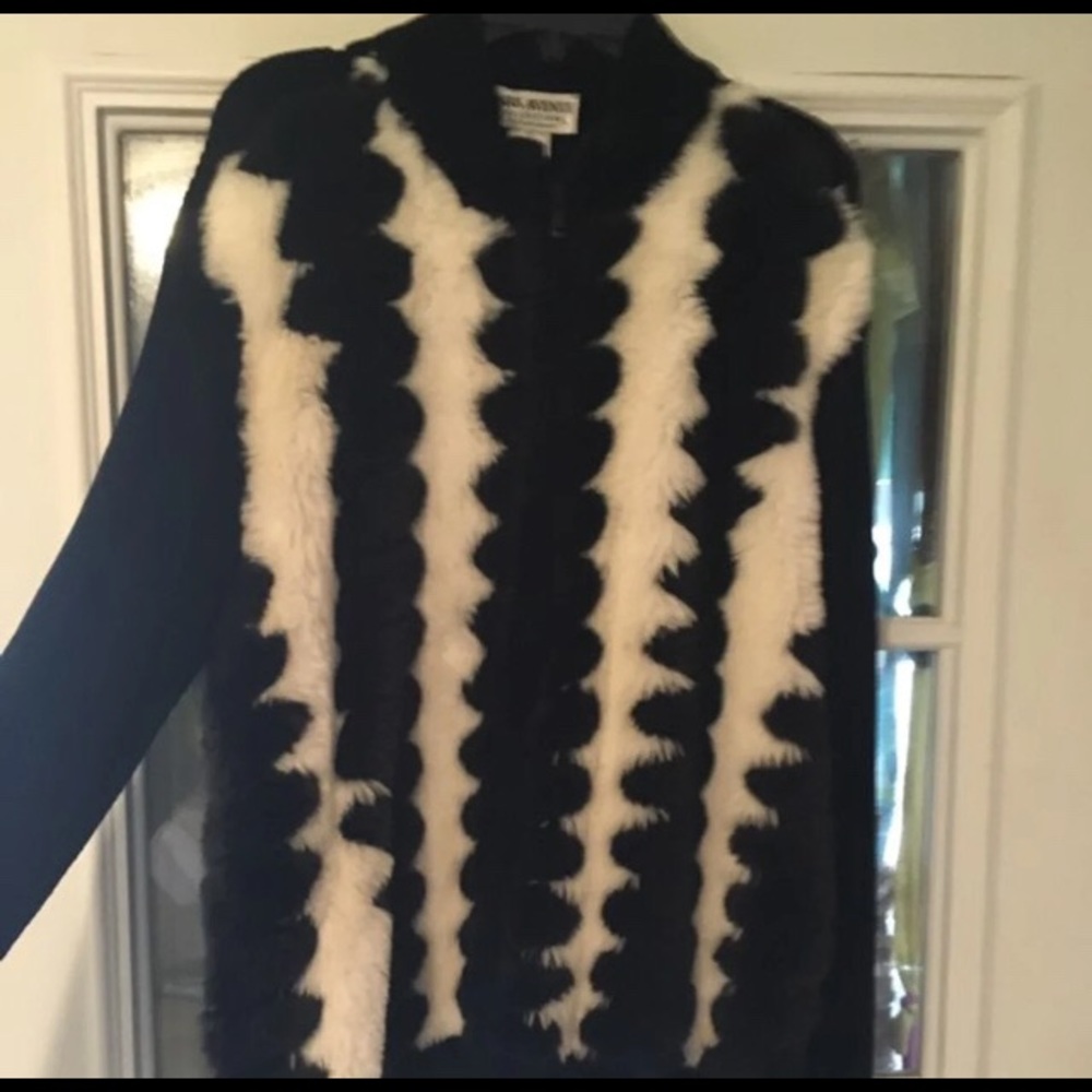 Faux fur front sweater